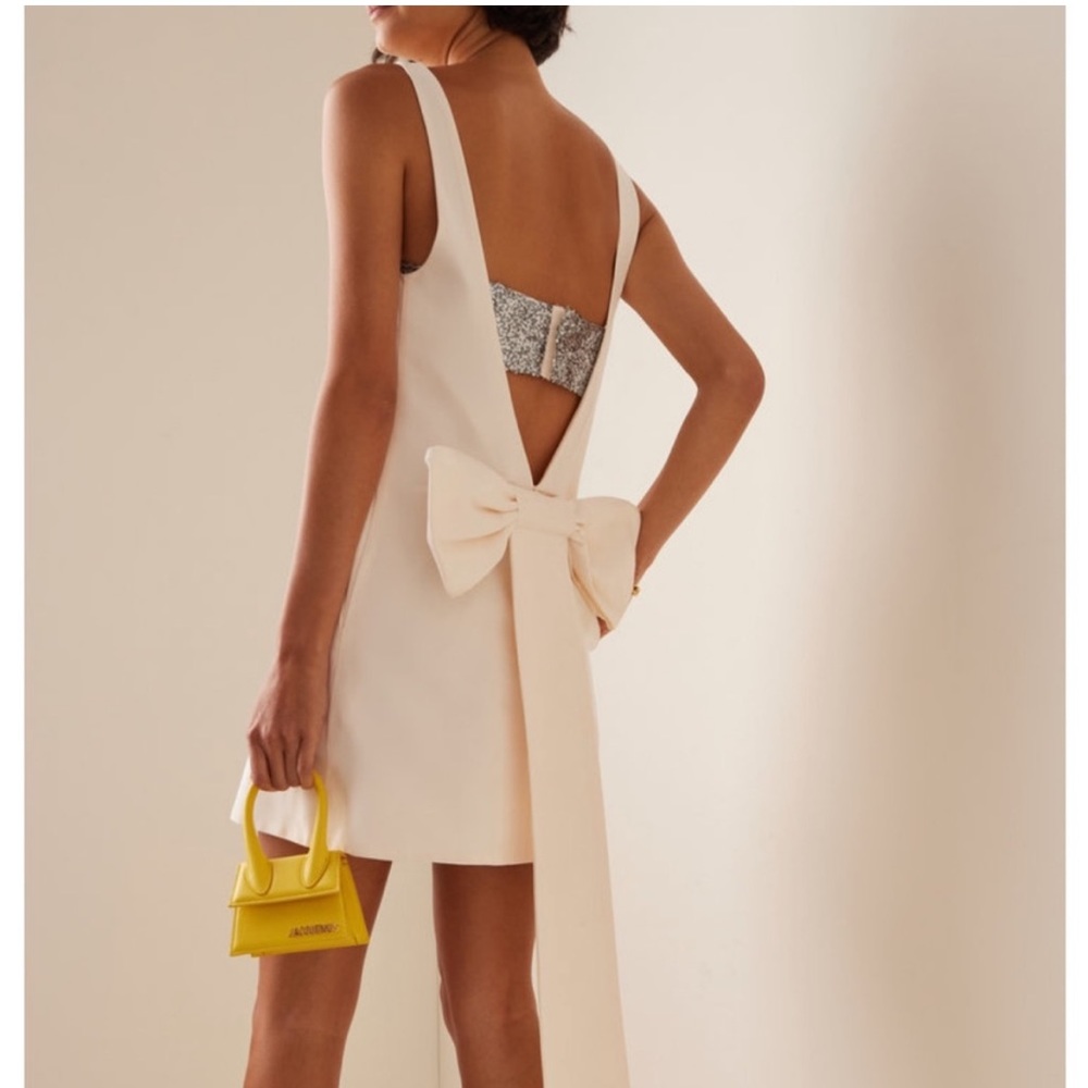 Staud Irie V Neck Bow Mini Dress